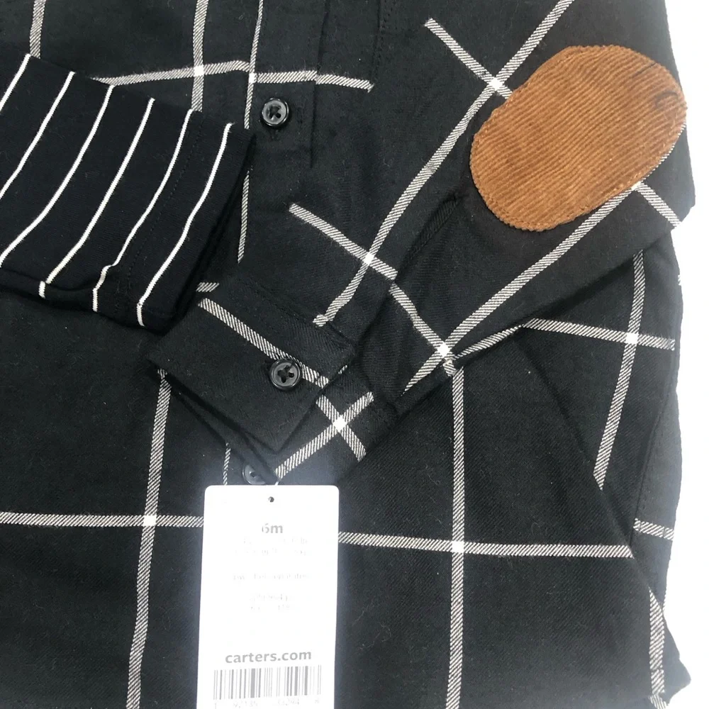 Baby Boys‎ Shirt Lot Of 2 0-6 Months Carter's Me & Henry Black Striped Plaid
